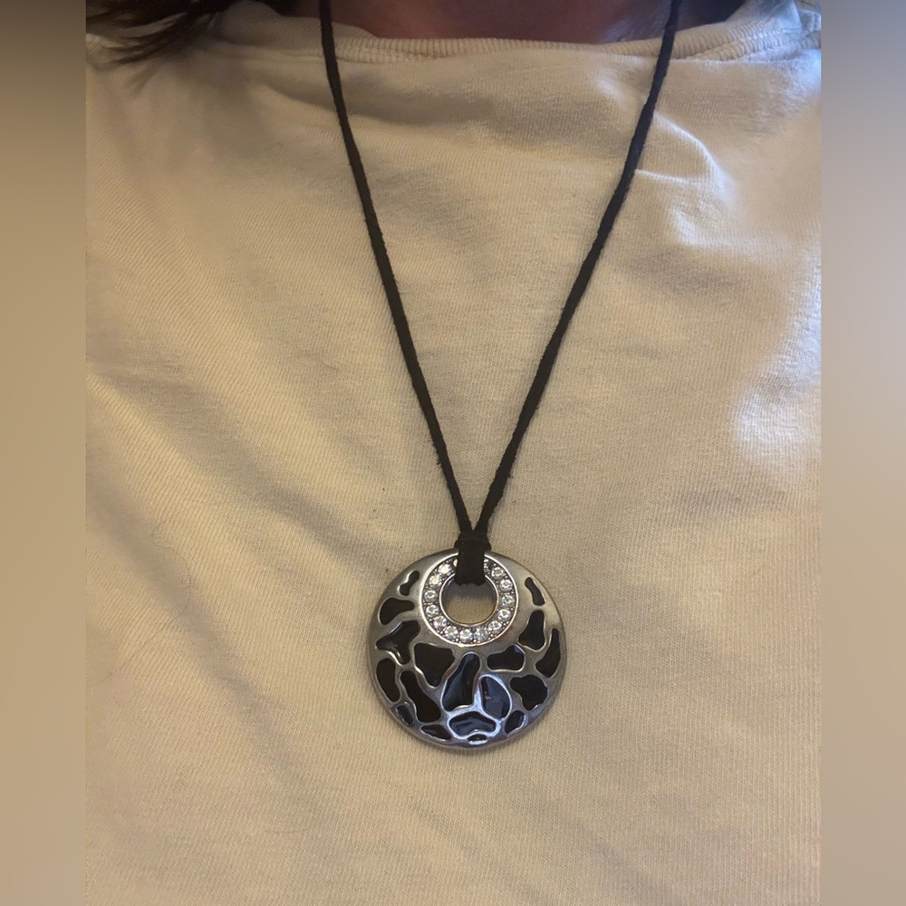 Lia Sophia Black & Silver Pendant Necklace